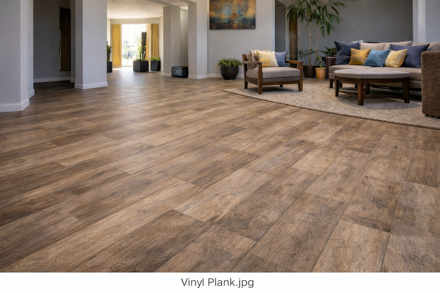 Spacious living room with tile flooring by Golden Level